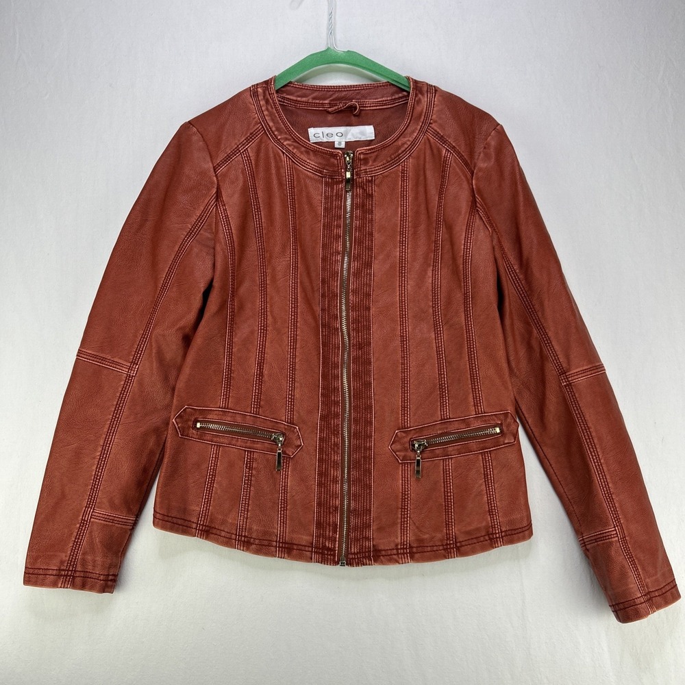 Cleo Faux Leather Jacket Women's XS Burnt Orange